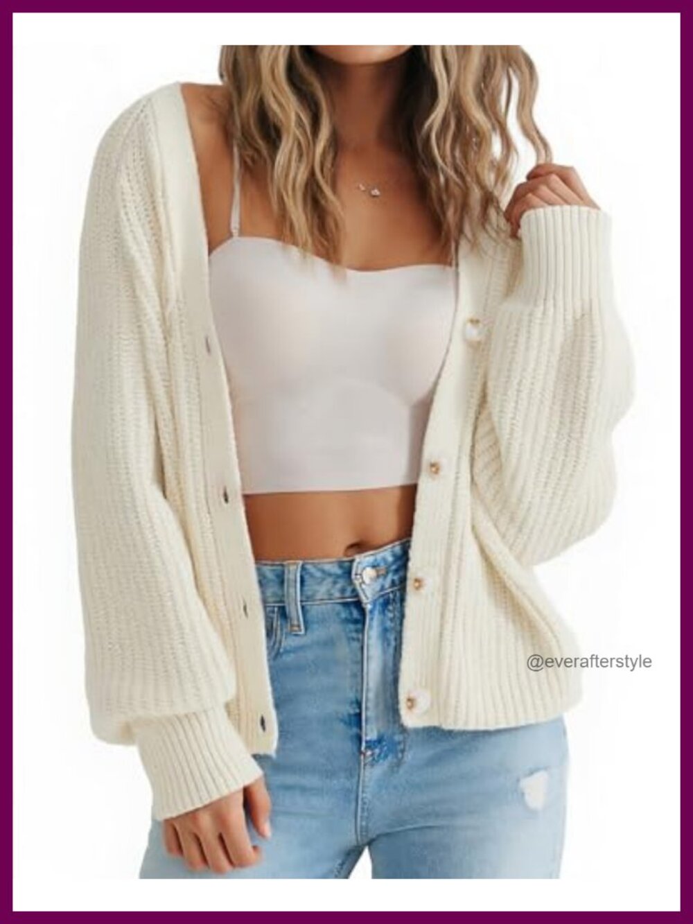 Women's Long Sleeve Button Down Oversized Short Cardigan Fall Open Front Knit